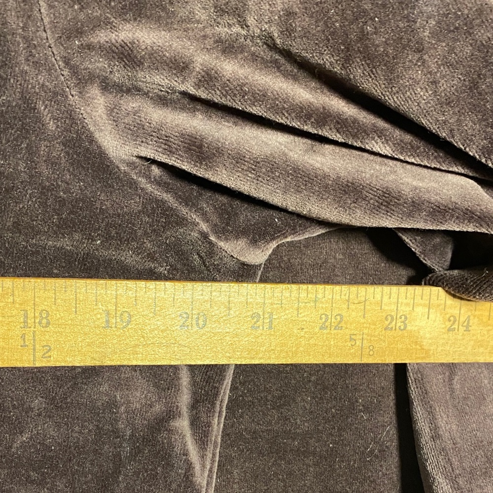 2-PC Robert Louis Chocolate Brown w/ Gold Accents Wide Leg Velour Tracksuit Set - Picture 6 of 9